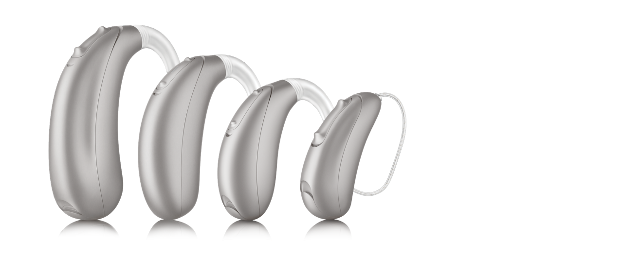 Uma seleção de aparelhos auditivos disponíveis na plataforma Vivante.