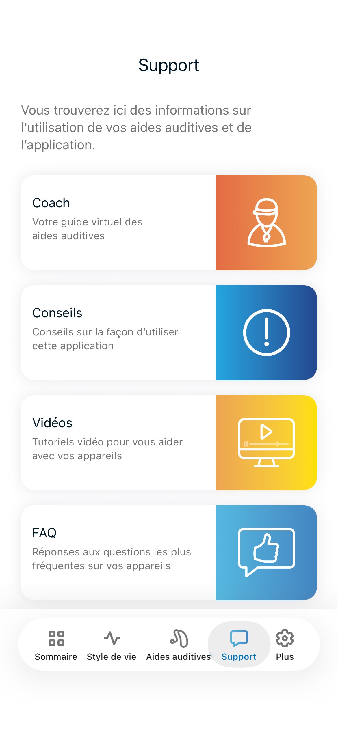 Écran de l’application Remote montrant l’option d’assistance à distance