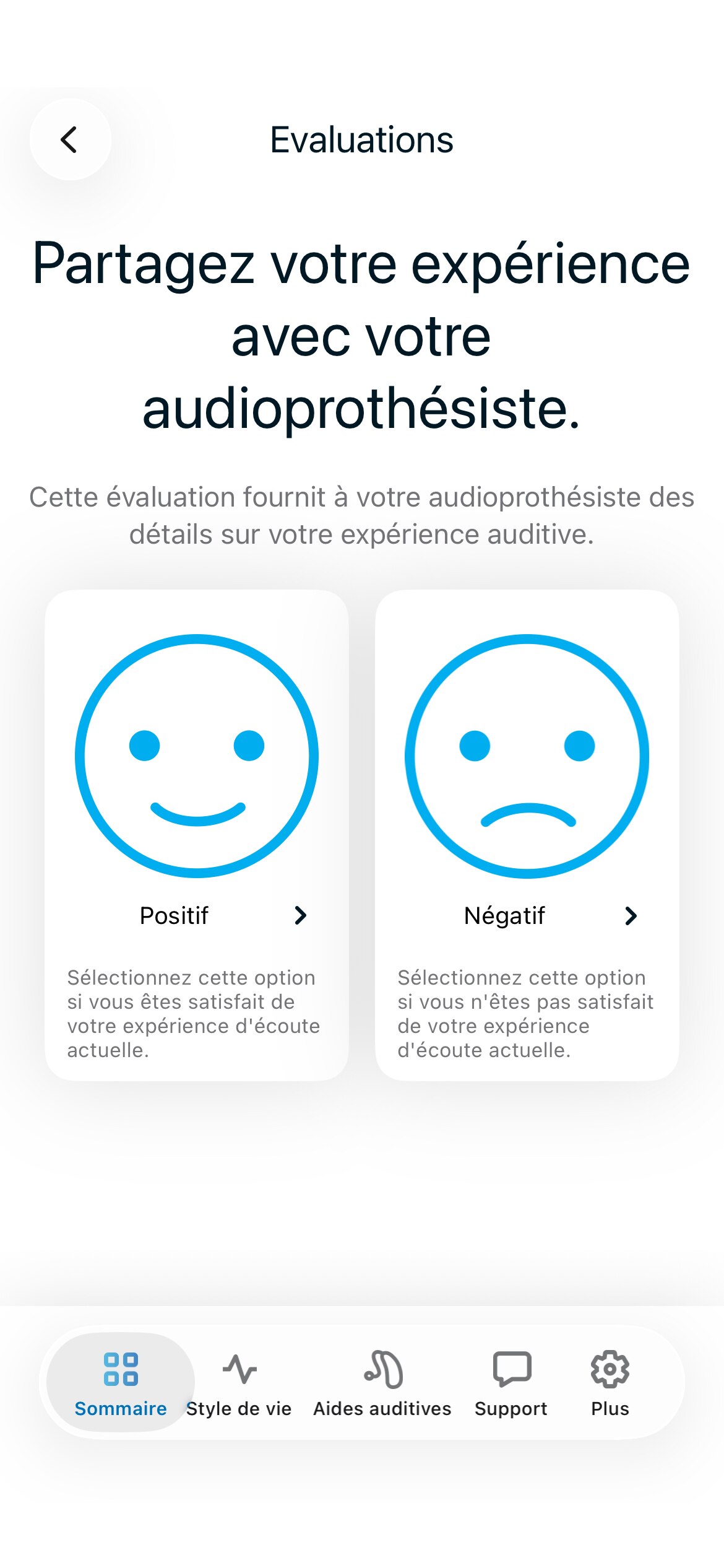 Écran de l’application Remote montrant le mode d’évaluation de l’application
