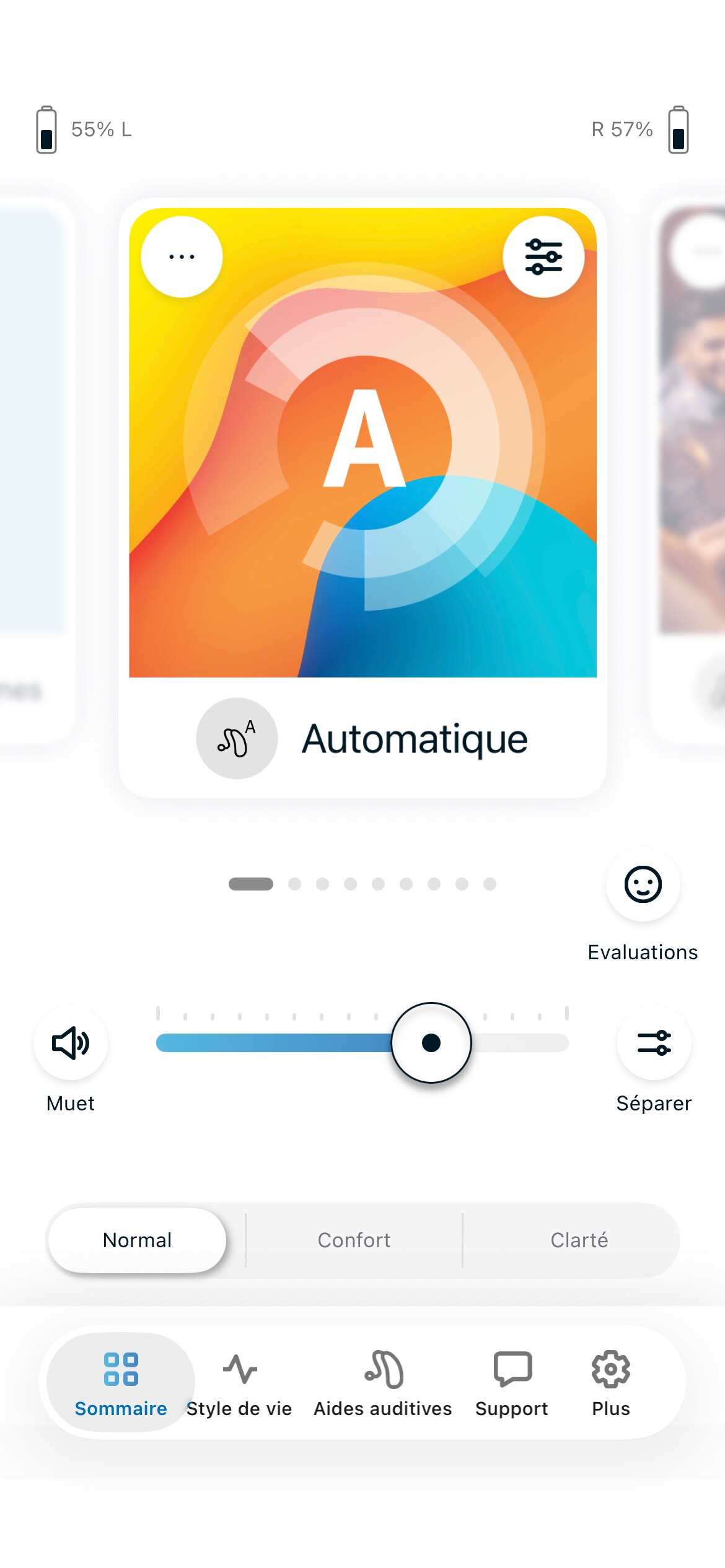 Écran de l’application Remote 