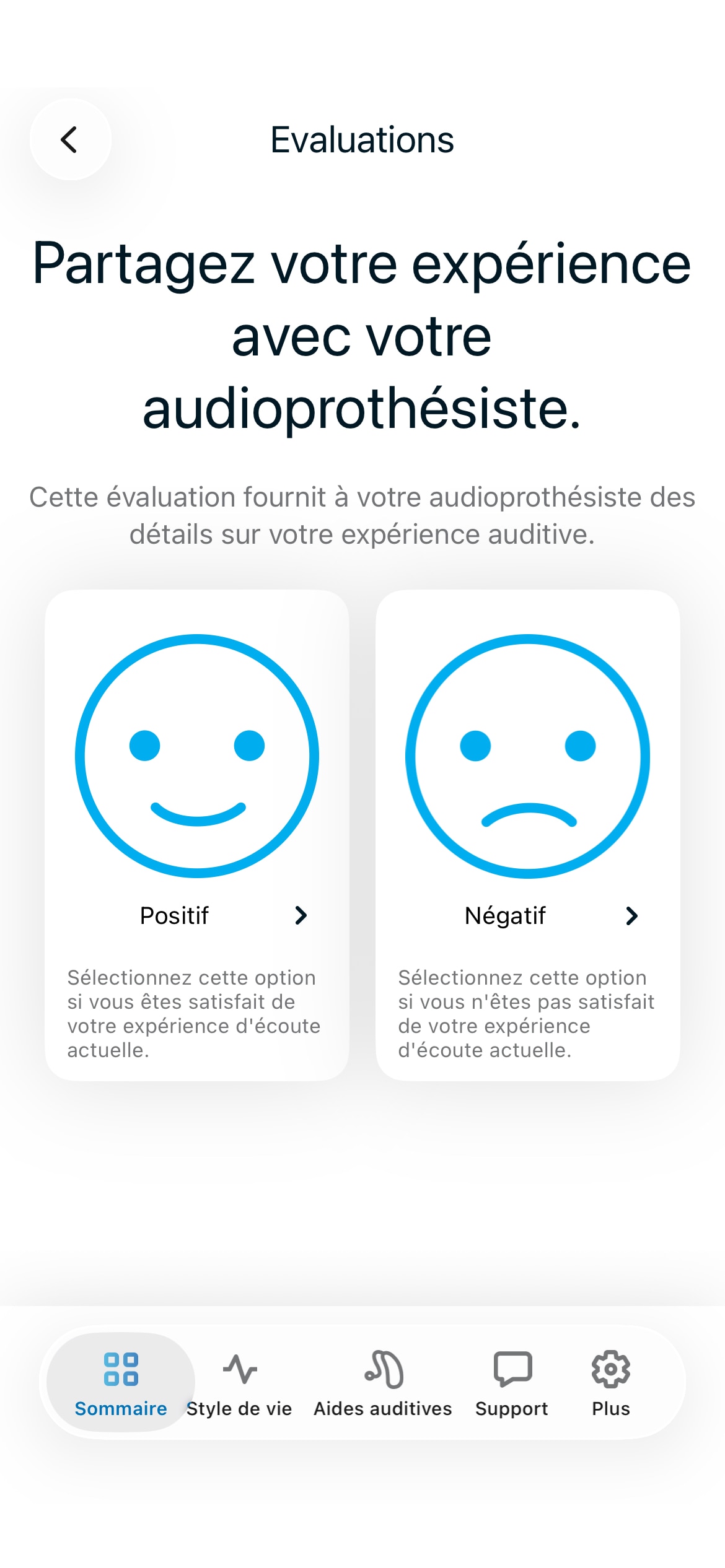 Écran de l’application Remote montrant le mode d’évaluation de l’application