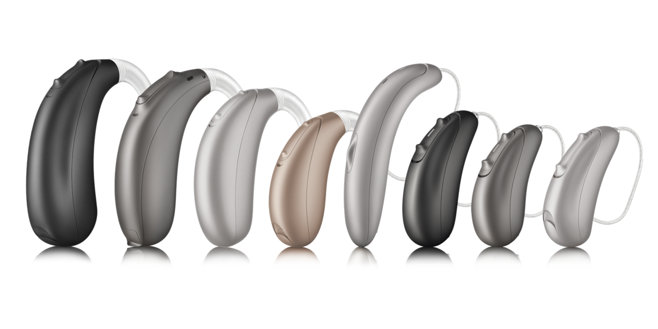 A line up of hearing aids available on the Vivante platform