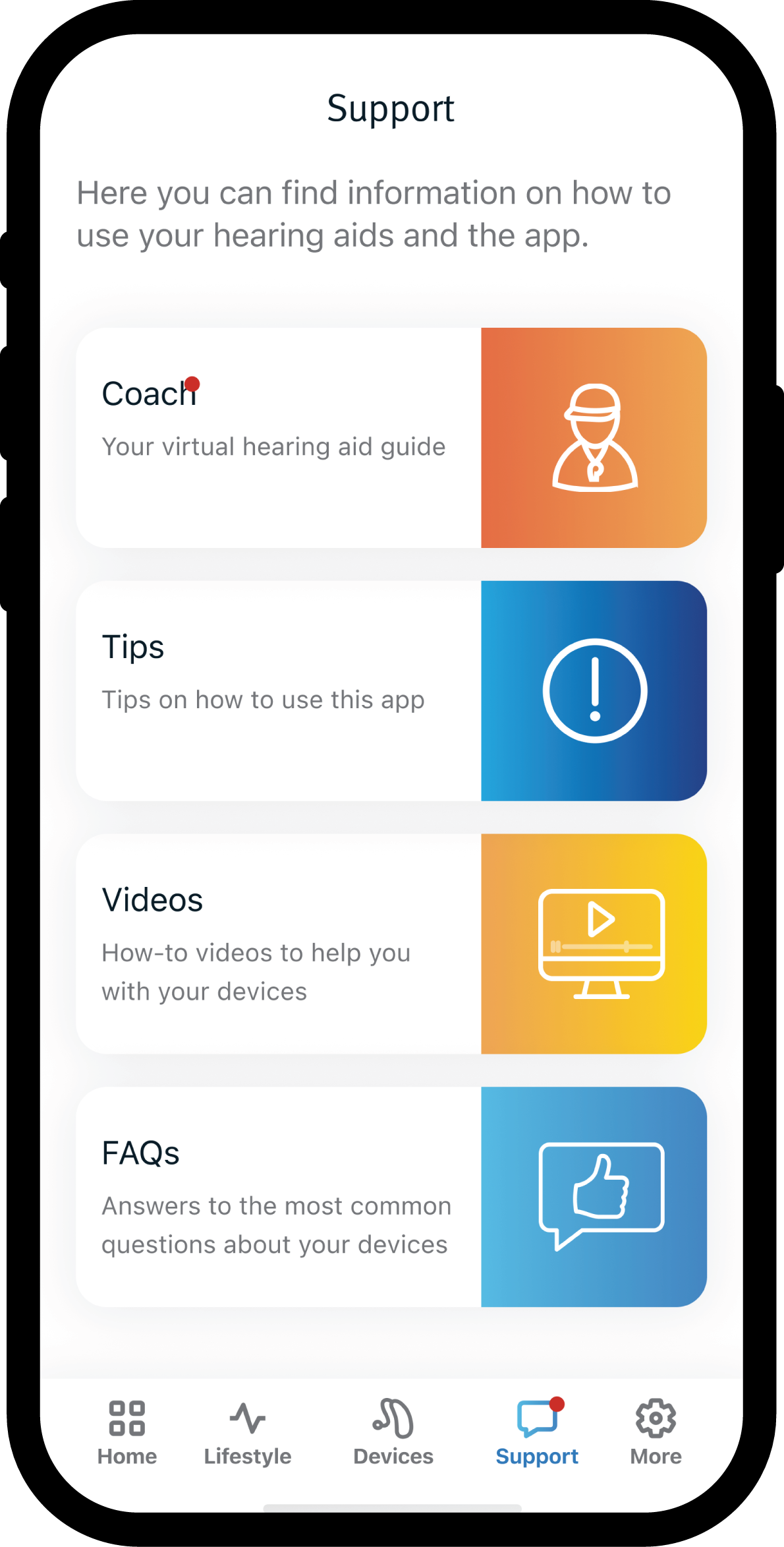 Screen of Remote App showing remote support option
